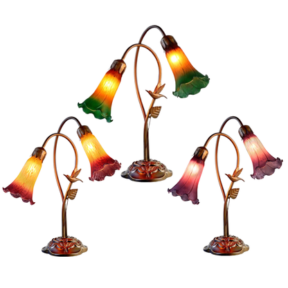 Twin Lily Hummingbird Table Lamp