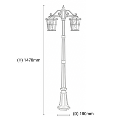 Eden Twin Exterior Post Light Black