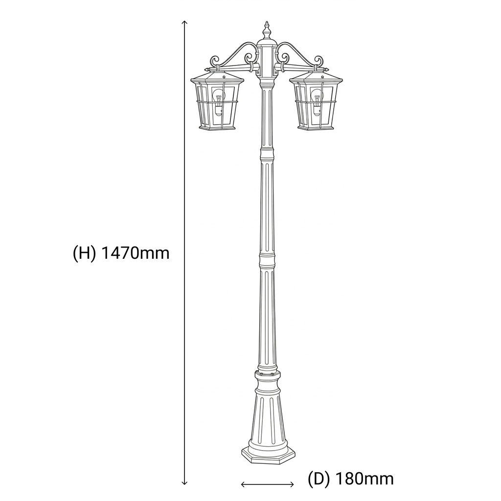 Eden Twin Exterior Post Light Black