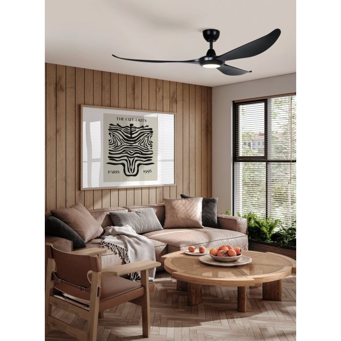 Kurrawa 72" DC Ceiling Fan Black with LED Light