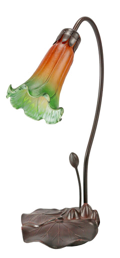 Single Lily Tiffany Table Lamp Amber Green