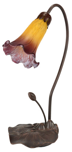 Single Lily Tiffany Table Lamp Orange Wine