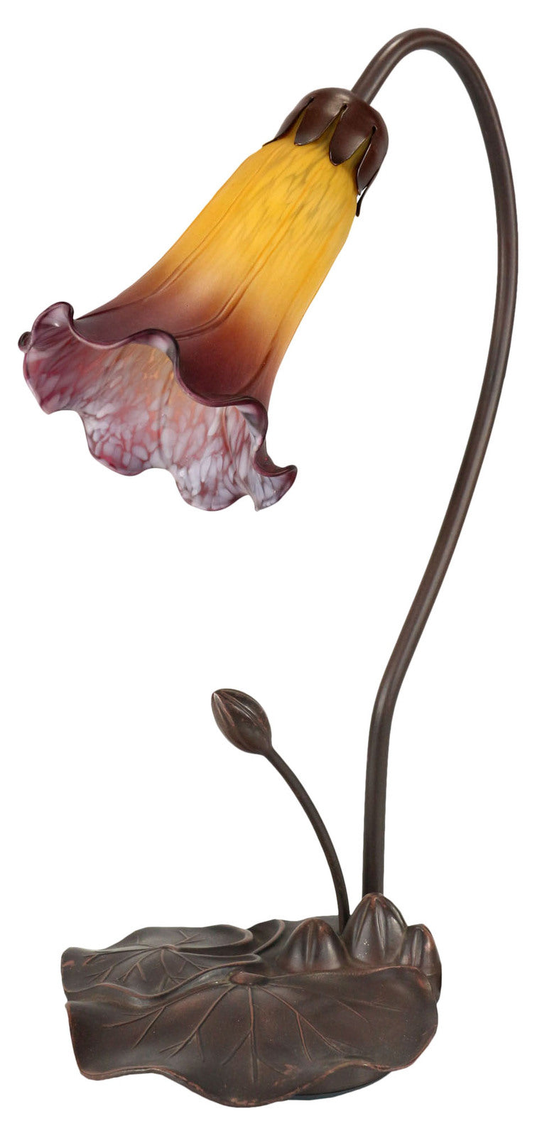Single Lily Tiffany Table Lamp Orange Wine