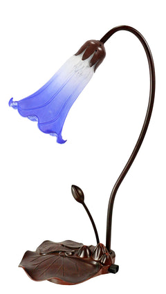 Single Lily Tiffany Table Lamp White & Blue