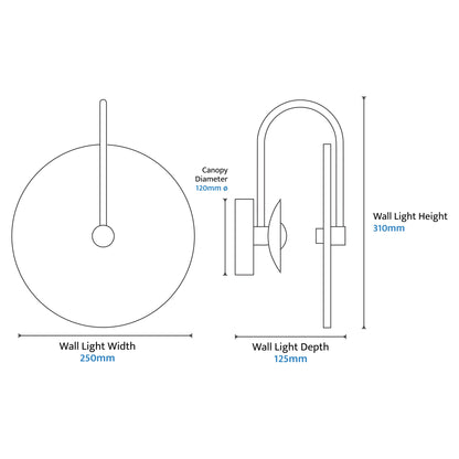 Bower Alabaster Stone Arm Round Wall Light Brass