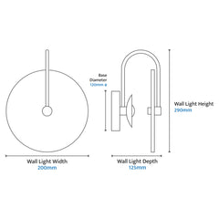 Orville Travertine Arm Round Wall Light Brass