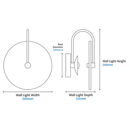 Orville Travertine Arm Round Wall Light Brass