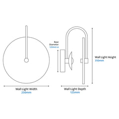 Orville Travertine Arm Round Wall Light Brass