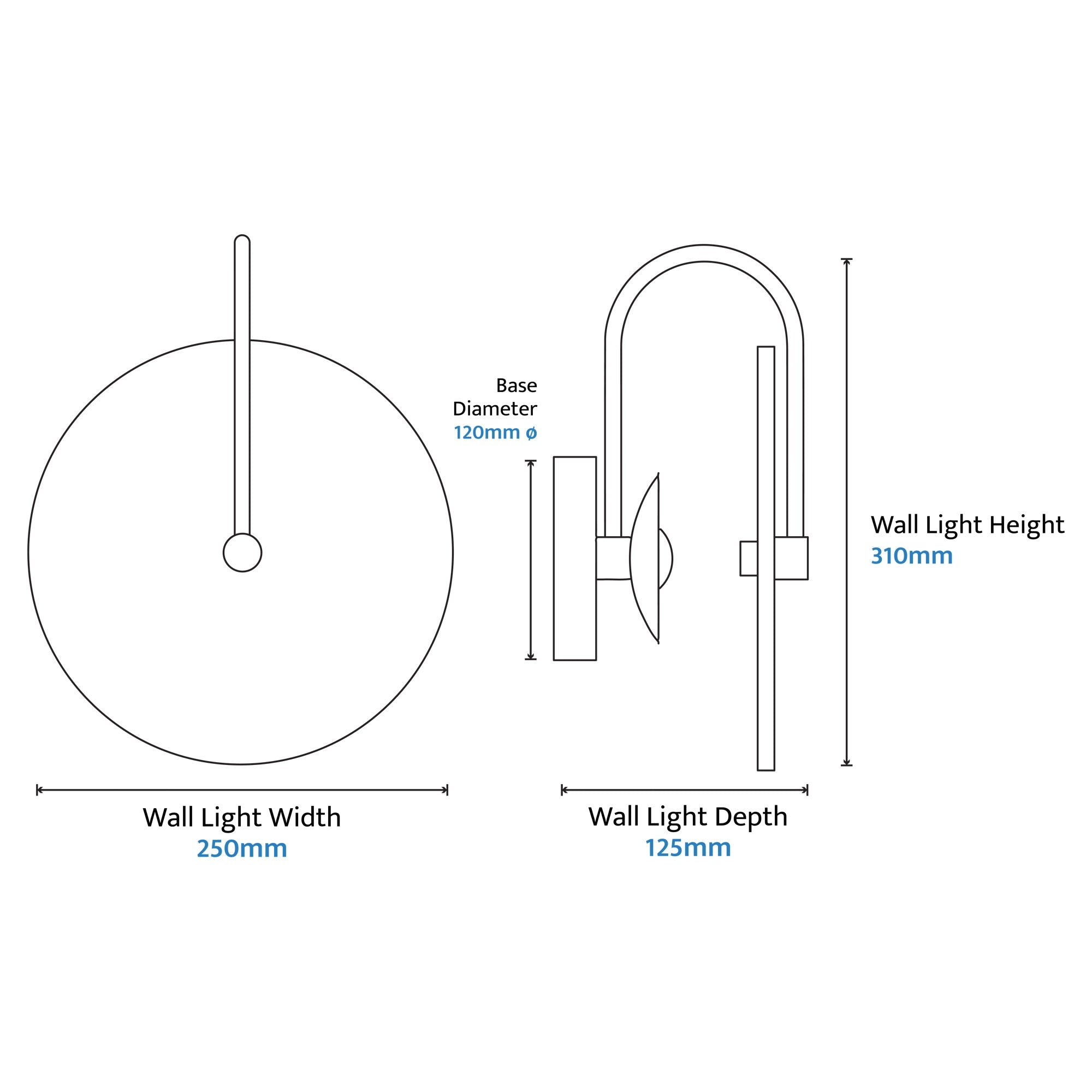 Orville Travertine Arm Round Wall Light Brass