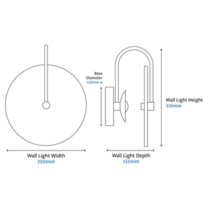 Orville Travertine Arm Round Wall Light Brass