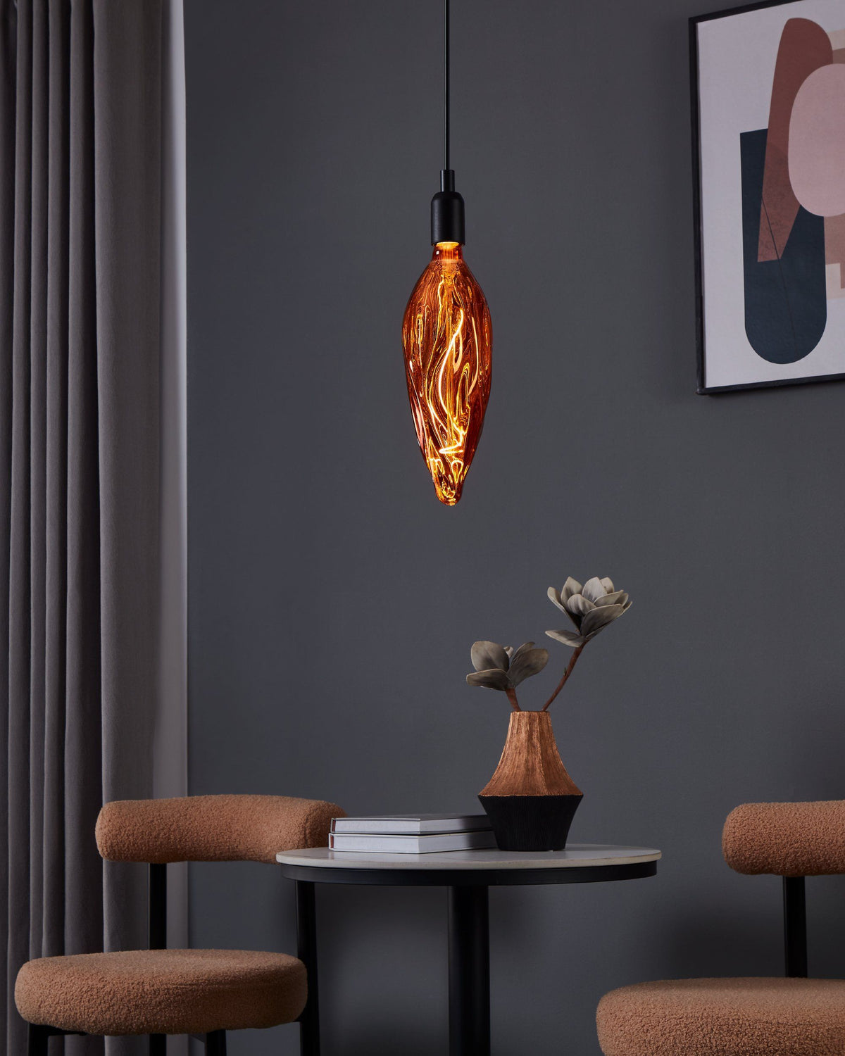 Large Copper LED Flame Globe 4w E27