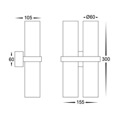 Luz Double Up/Down Exterior Wall Light