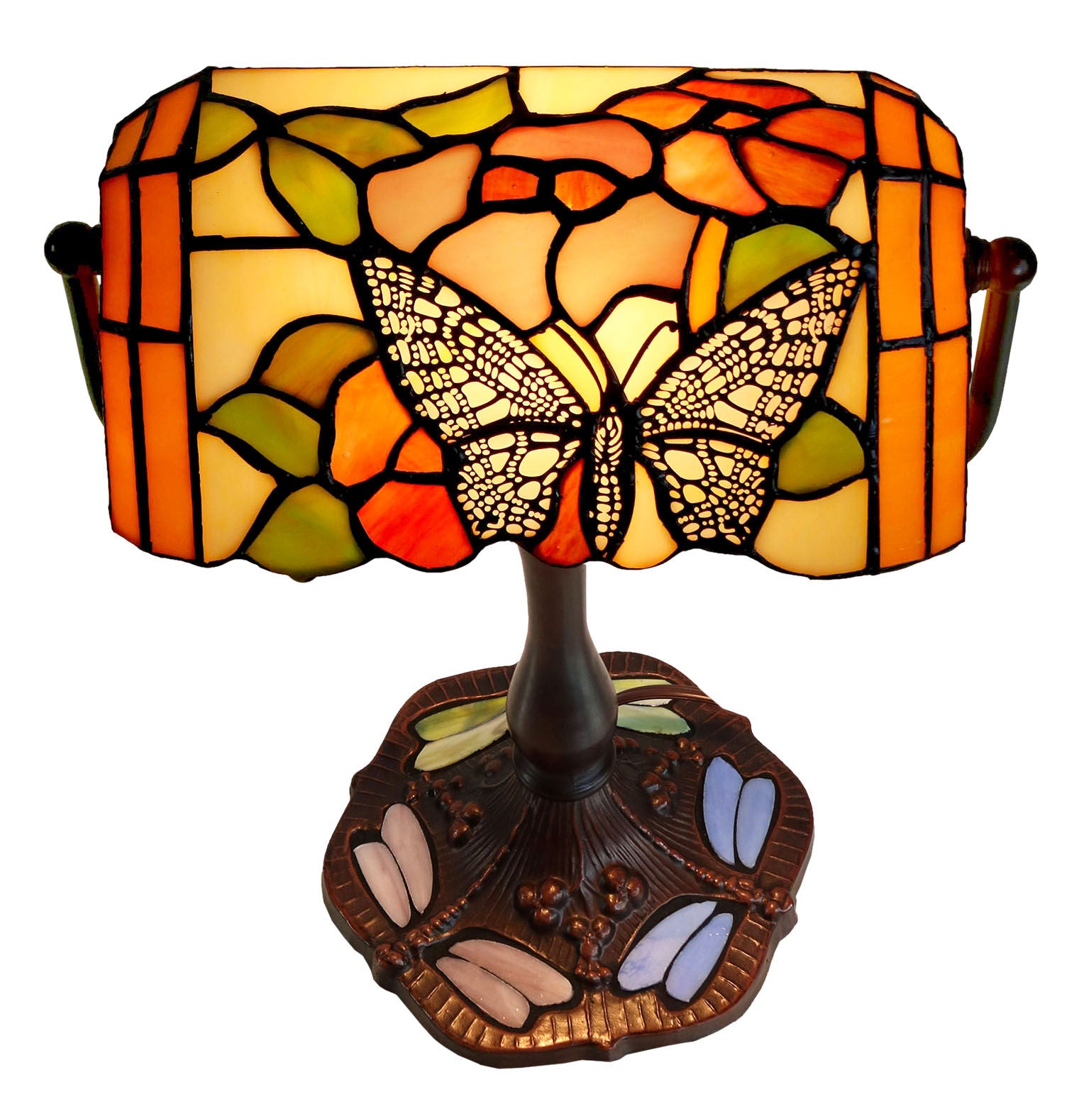 Mariposa Butterfly Leadlight Bankers Lamp