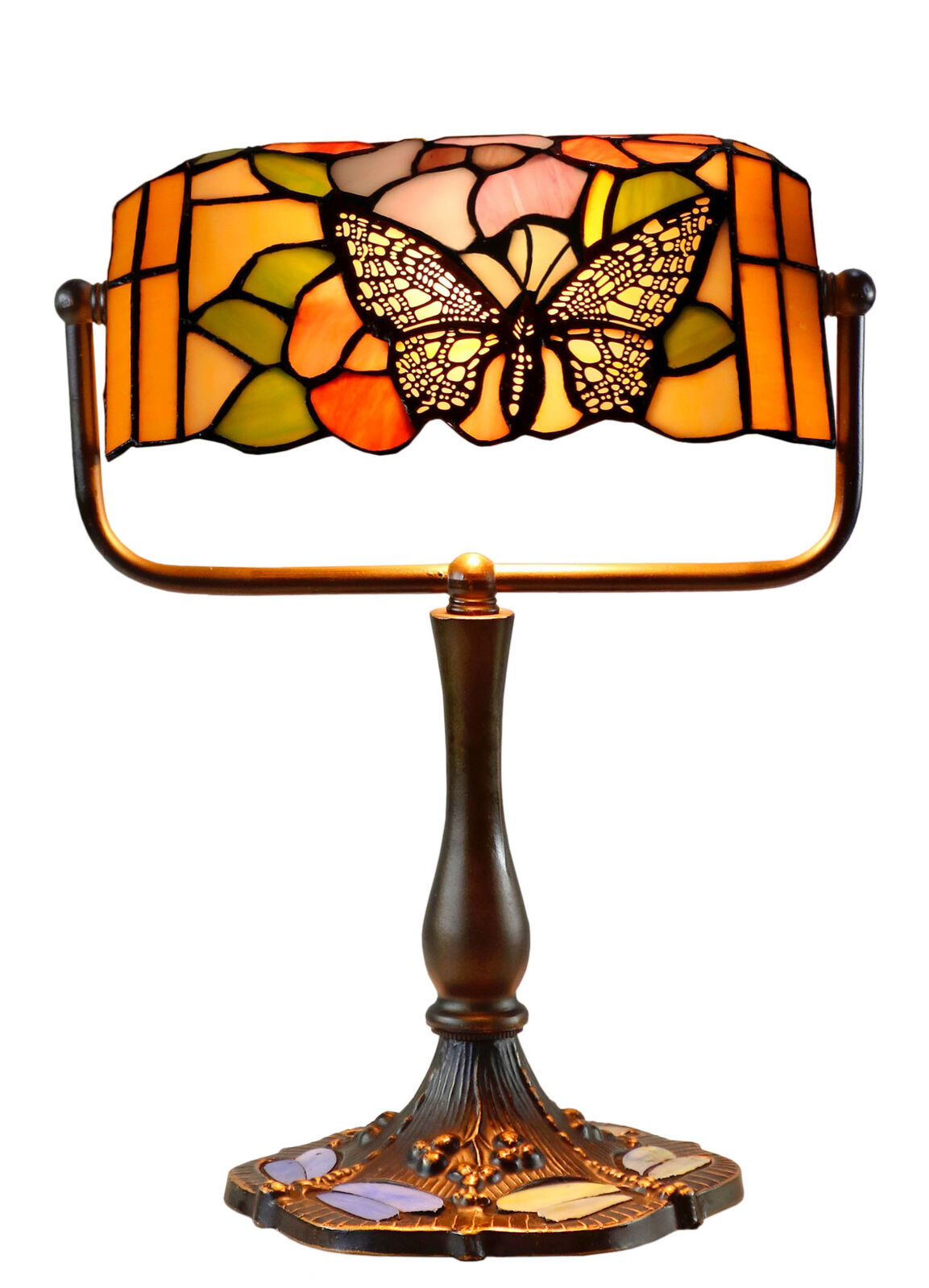 Mariposa Butterfly Leadlight Bankers Lamp