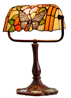 Mariposa Butterfly Leadlight Bankers Lamp