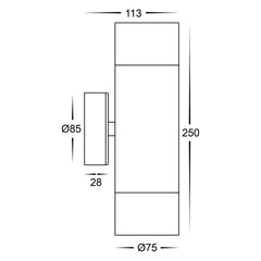 Maxi Tivah Up Down LED Wall Light Black