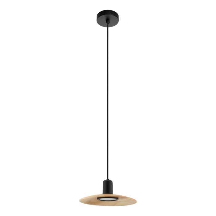Mayazes 1LT Pendant Black & Wood