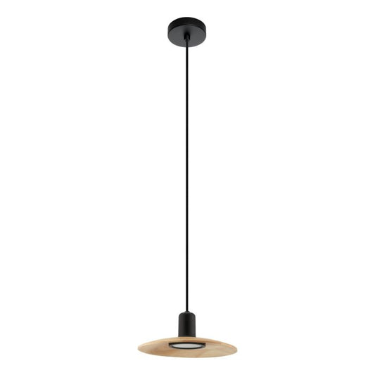 Mayazes 1LT Pendant Black & Wood