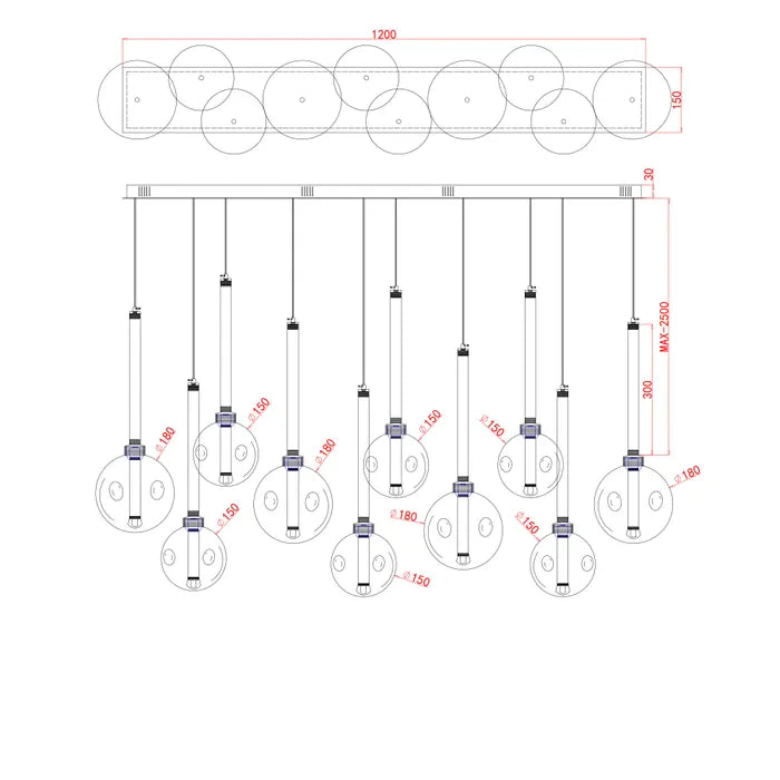 Meteor 10LT LED Bar Pendant