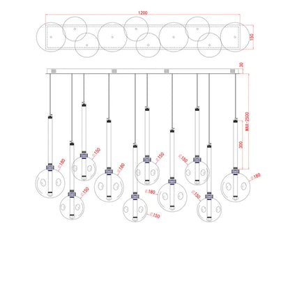 Meteor 10LT LED Bar Pendant