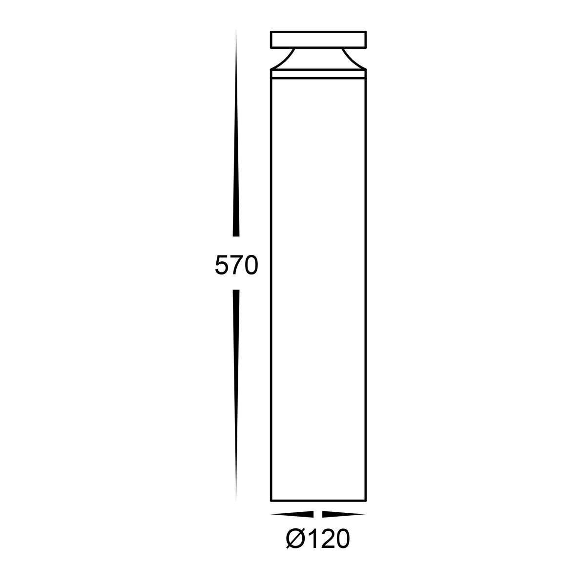 Noray 570mm LED Black Bollard