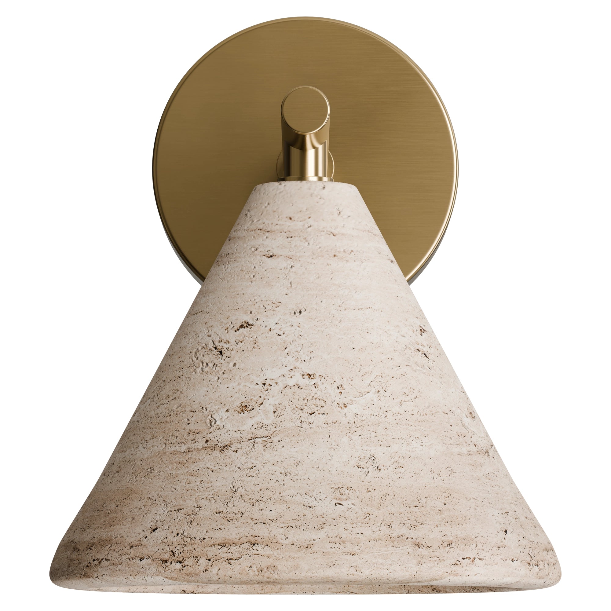 Orville Travertine Cone Wall Light Brass