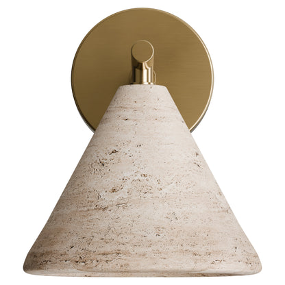 Orville Travertine Cone Wall Light Brass