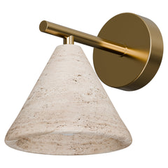 Orville Travertine Cone Wall Light Brass