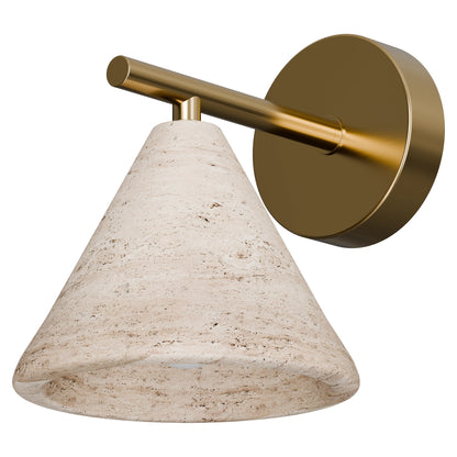 Orville Travertine Cone Wall Light Brass