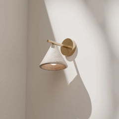 Orville Travertine Cone Wall Light Brass