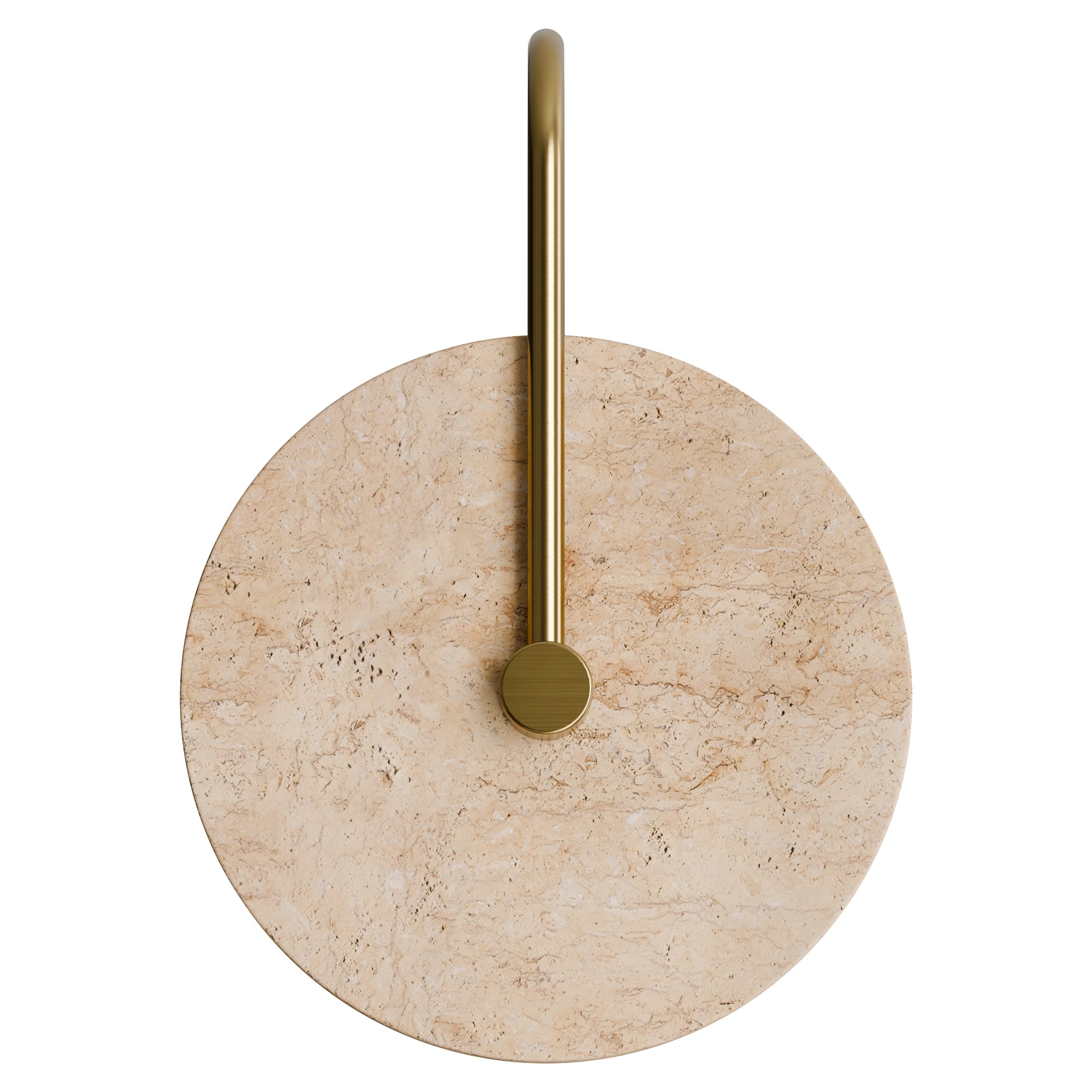 Orville Travertine Arm Round Wall Light Brass