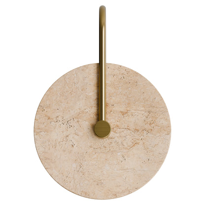 Orville Travertine Arm Round Wall Light Brass
