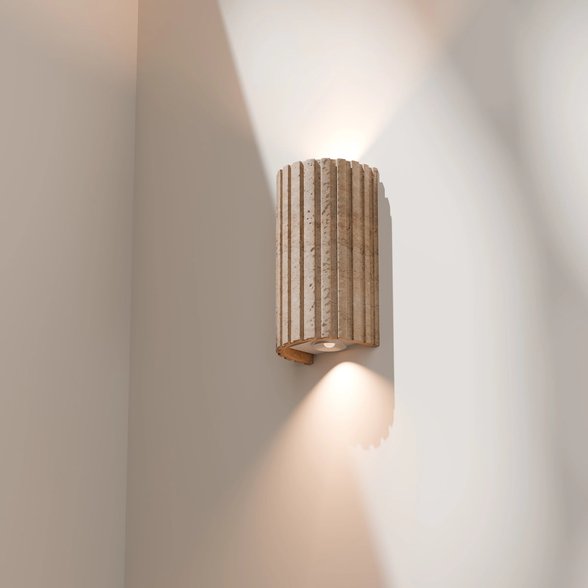 Orville Travertine Reeded Up/Down Wall Light