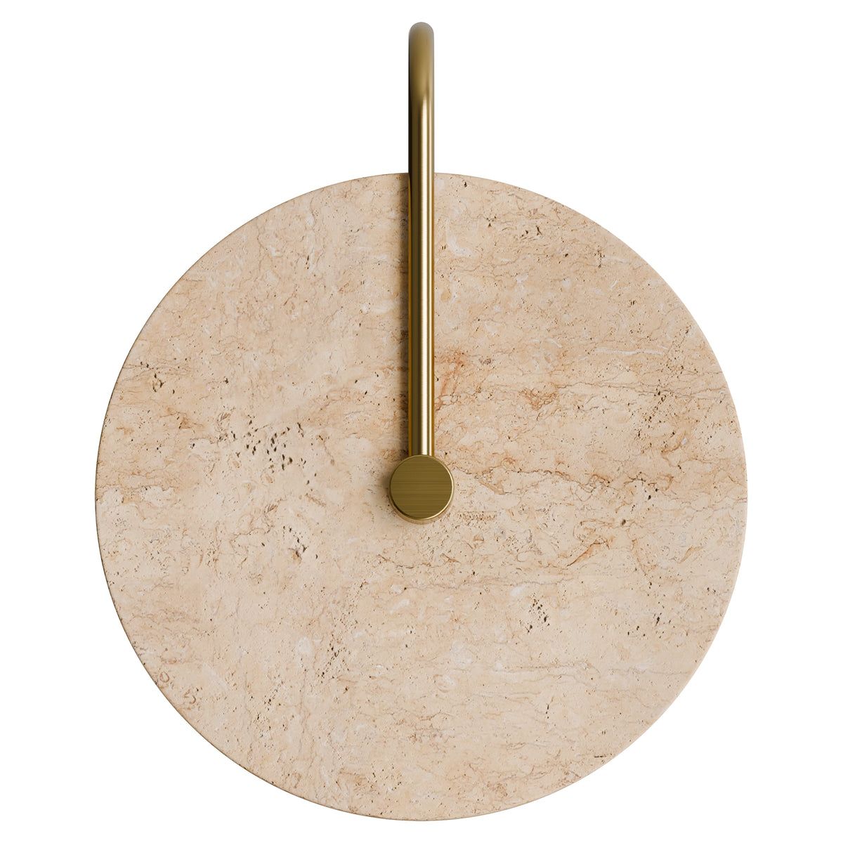 Orville Travertine Arm Round Wall Light Brass