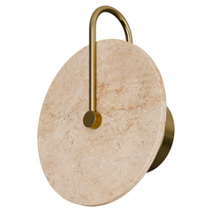 Orville Travertine Arm Round Wall Light Brass