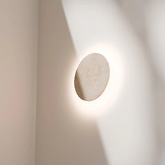 Orville Travertine Eclipse Round Wall Light