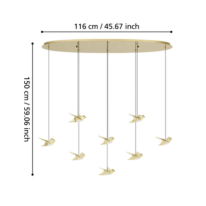 Paratebueno 2 8LT LED Pendant Brass