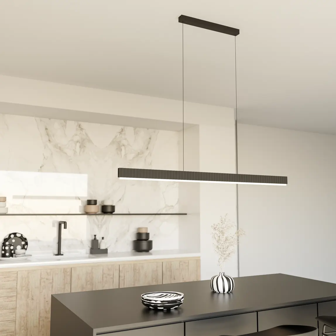 Prinia 1500mm Fluted Linear LED Pendant Black
