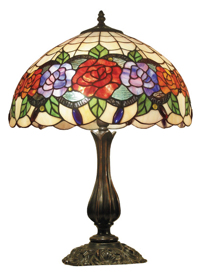 Red Rose Tiffany Table Lamp Large