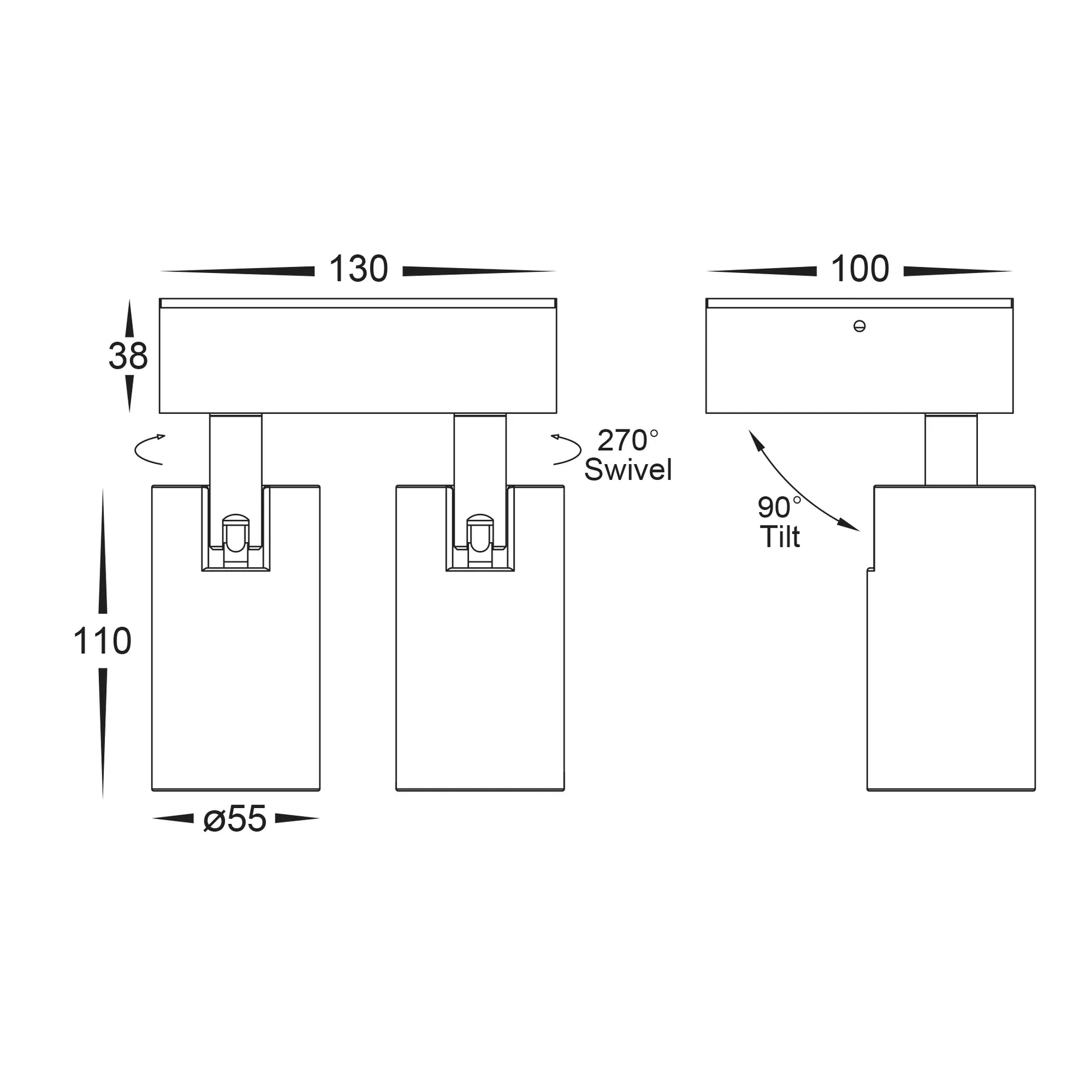 Revo Double Adjustable LED Wall Light