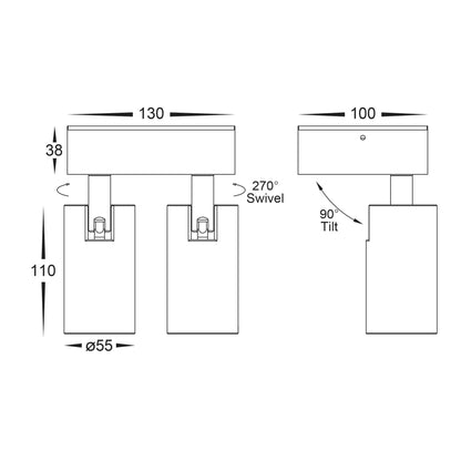 Revo Double Adjustable LED Wall Light