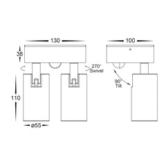Revo Double Adjustable Sensor LED Wall Light