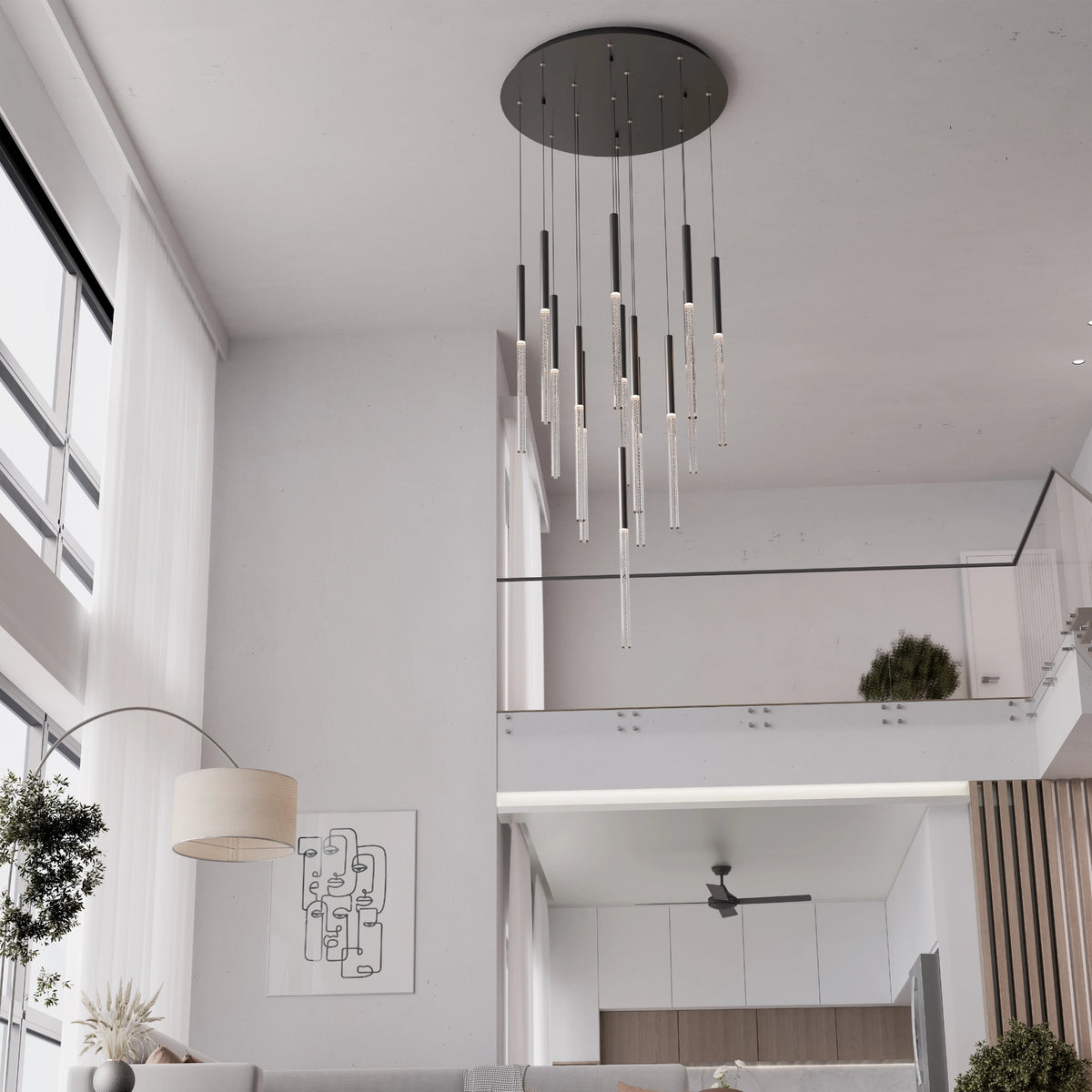 Calibo Rhea 14 Light Pencil Drop LED Pendant