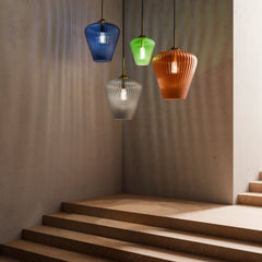 Ribbon Fluted Glass 230mm Pendant Light
