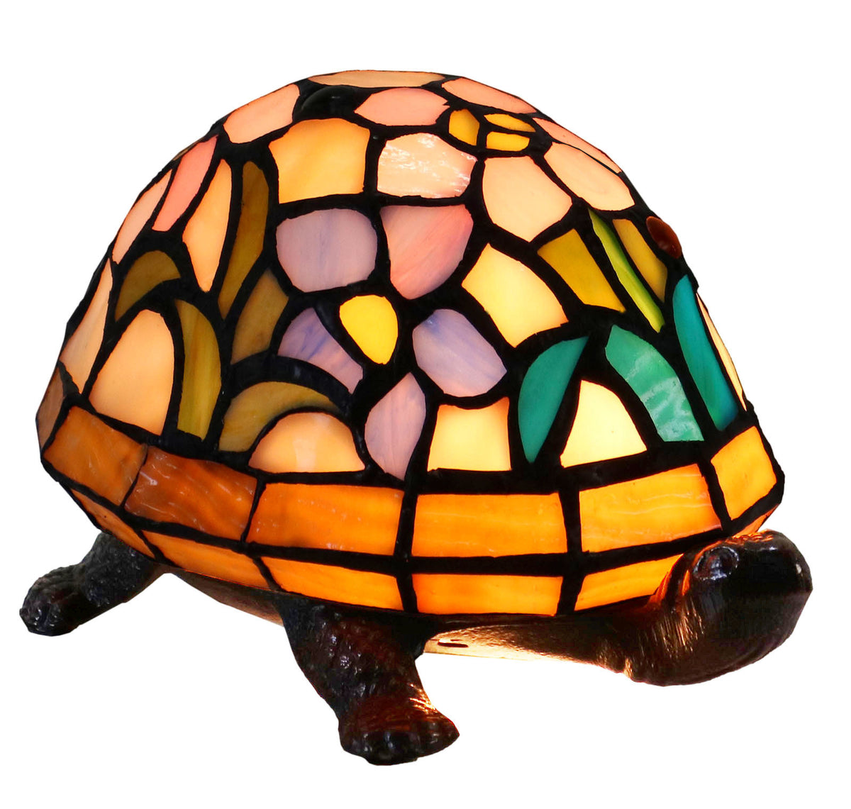 Rose Leadlight Turtle Lamp