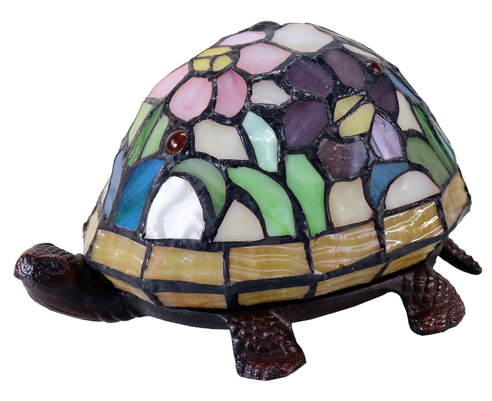 Rose Leadlight Turtle Lamp