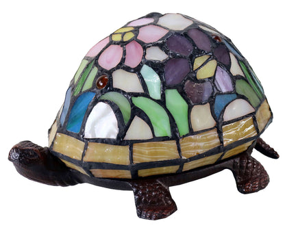 Rose Leadlight Turtle Lamp