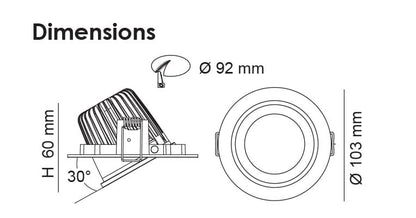 Ecostar 9w LED Gimbal Downlight White