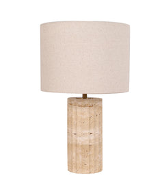 Sagitta Round Beige Travertine Table Lamp
