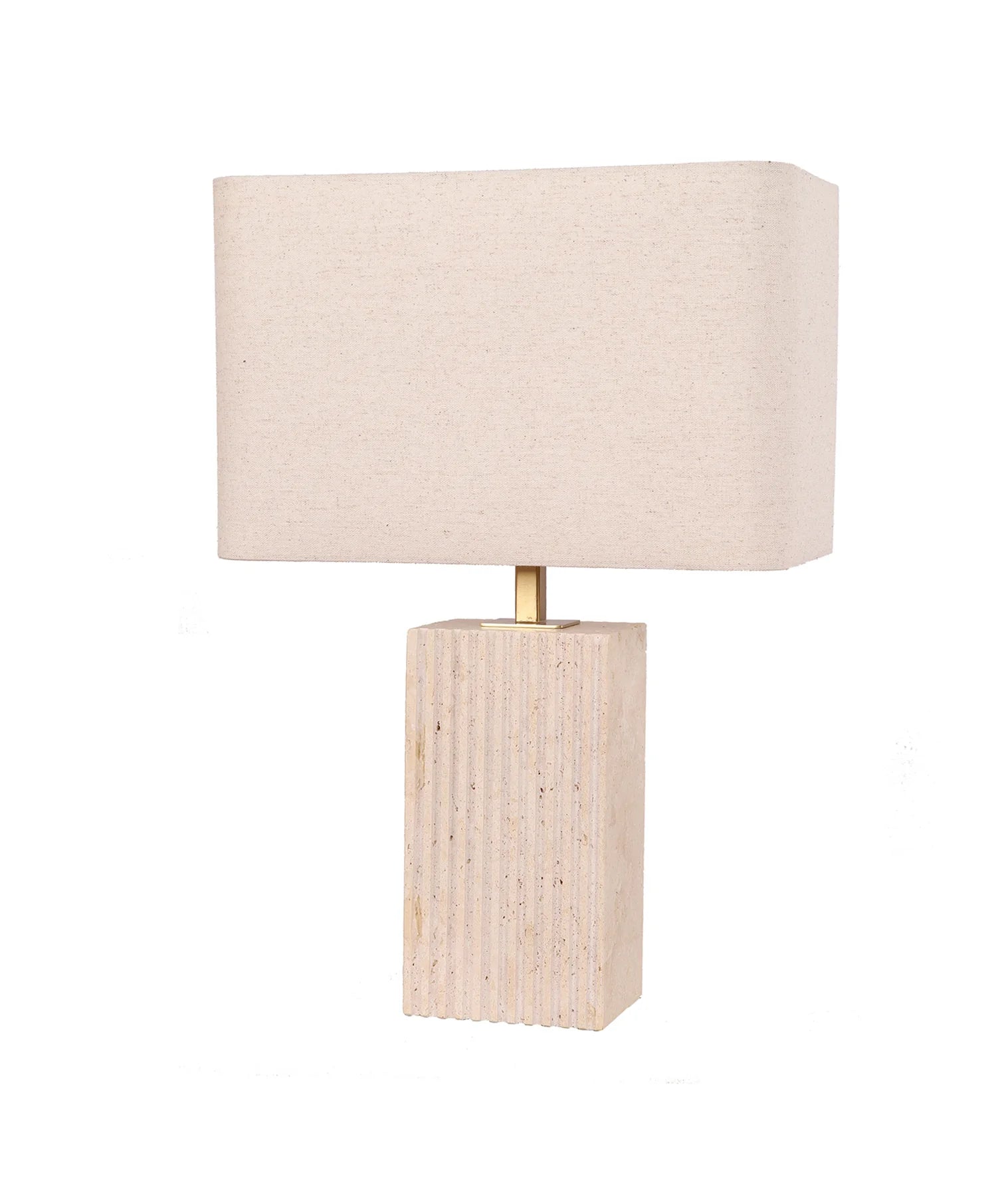 Sagitta Rectangle Beige Travertine Table Lamp